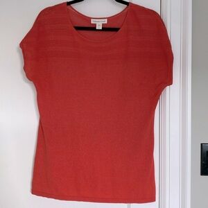 Coldwater Creek cap sleeve top L silk and cotton blend deep orange